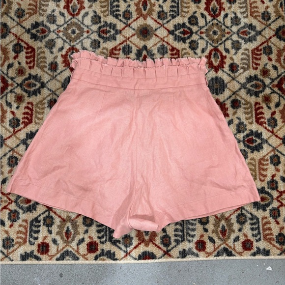 Alexis Shorts Jolan Pink Hi Waisted Paper Bag Linen Shorts - Picture 4 of 5